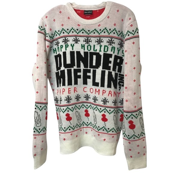 The Office Unisex Dunder Mifflin Paper Company Ugly Holiday Sweater (Size XL) - Picture 1 of 2